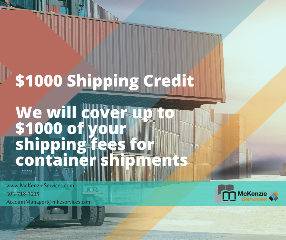 $1000 Ship Fee Credit, Amazon Oregon Prep Center